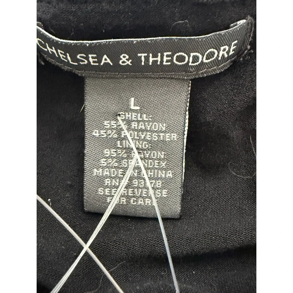 Chelsea Theodore Womens L Gray Black Gray Asymmetrical Layered Dress Chic Office